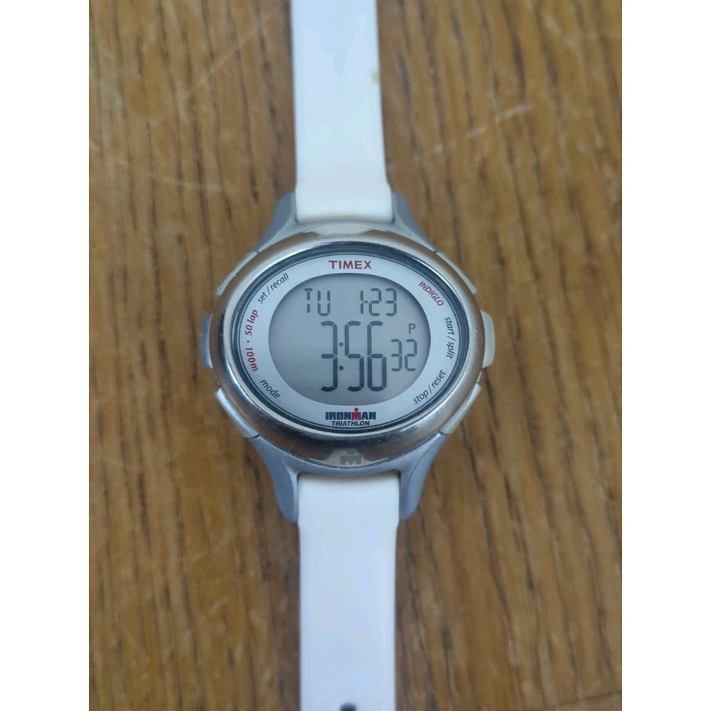 Timex Ironman Triathlon Watch Women Indiglo Grey White 50 Lap New Battery